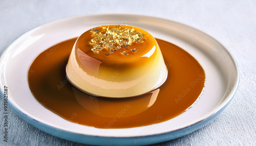 Caramel Panna Cotta with sea salt and edible gold leaf Caramel Panna Cotta with sea salt and edible gold leaf