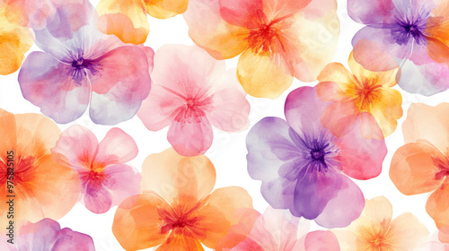 “Sweet floral watercolor seamless pattern in soft pastel colors, perfect for beauty products or other uses. Delicate and elegant, ideal for creating a gentle and feminine aesthetic.”