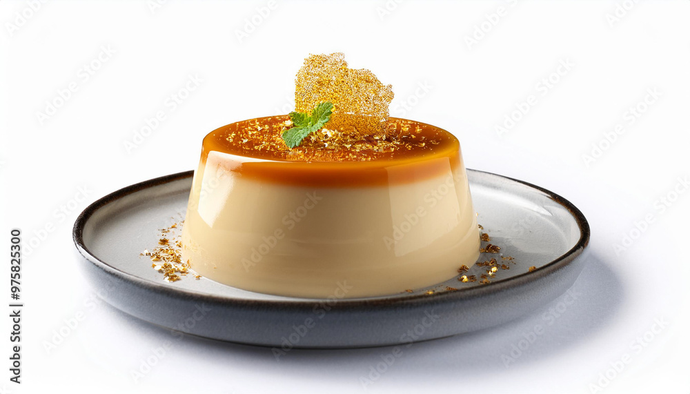 Caramel Panna Cotta with sea salt and edible gold leaf Caramel Panna Cotta with sea salt and edible gold leaf
