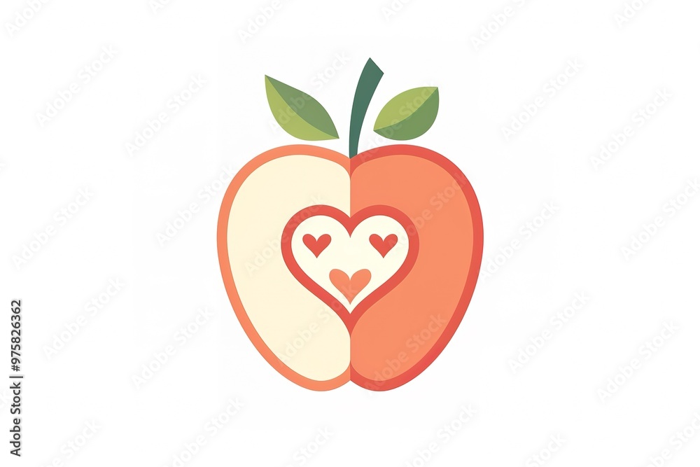 Fototapeta premium Apple set half in section fruit food products fall garden