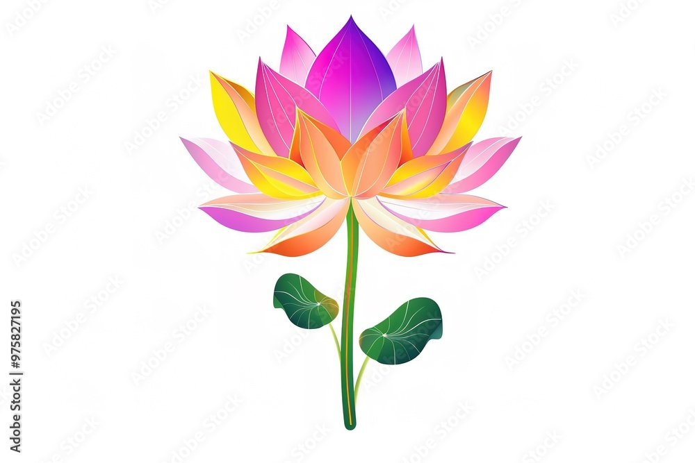 Obraz premium Colorful flower vector illustration on a white background with a simple design in the style of a colorful cartoon style
