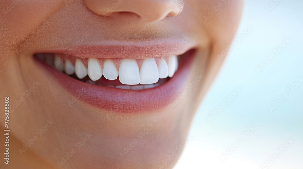 Obraz premium A woman with a white smile showing her teeth