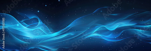 Azure Aurora: A swirling galaxy of soft blue shapes dancing against a dark background, hinting at the boundlessness of creativity and imagination.