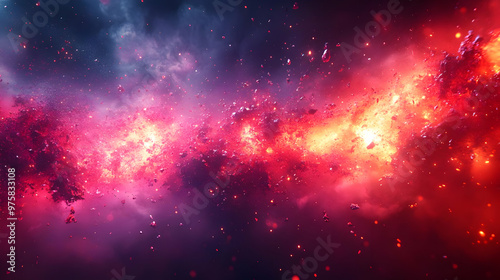 Abstract Background with Red and Pink Glowing Particles