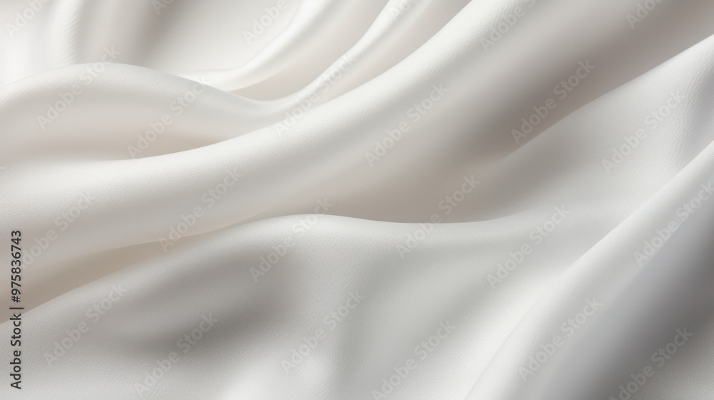 Fototapeta premium A close-up image of clean, white cotton fabric draped softly, revealing the gentle folds and curves. The surface is immaculate and free of imperfections,