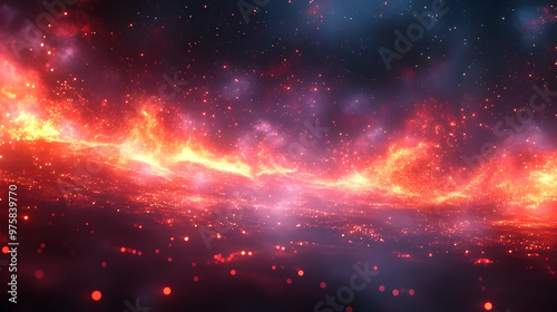 Abstract Background with Red Flames and Stars