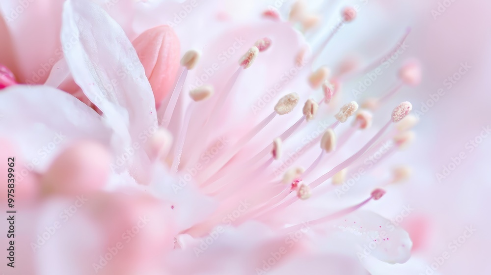 Fototapeta premium A close-up of a pink flower with white stamens