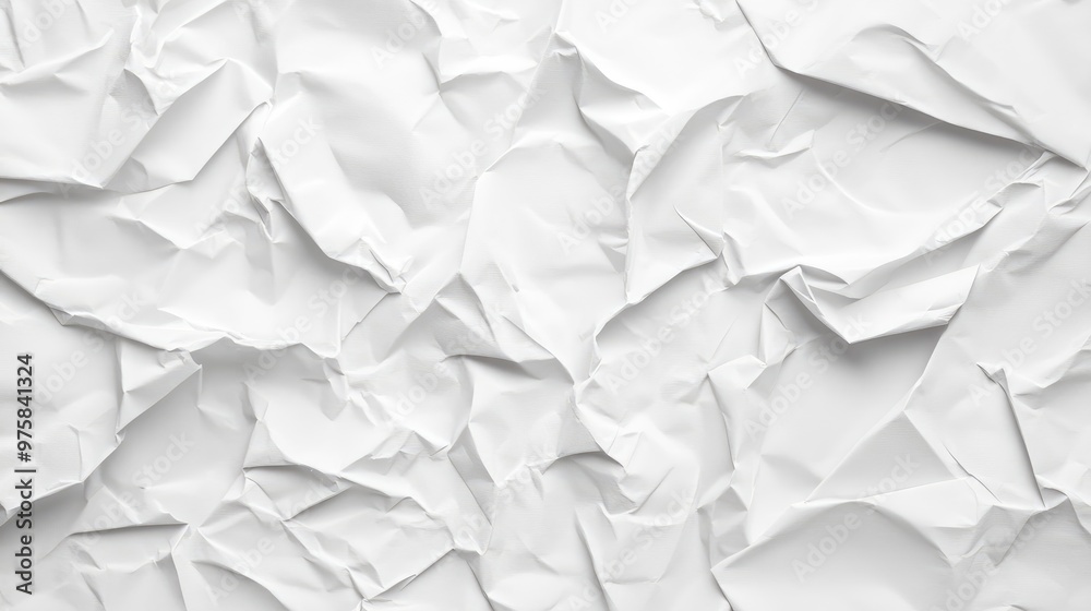 White paper background with crumples and texture, offering a unique, tactile pattern for design use or texture overlays. White paper background with crumples and texture, offering a unique, tactile pattern for design use or texture overlays.