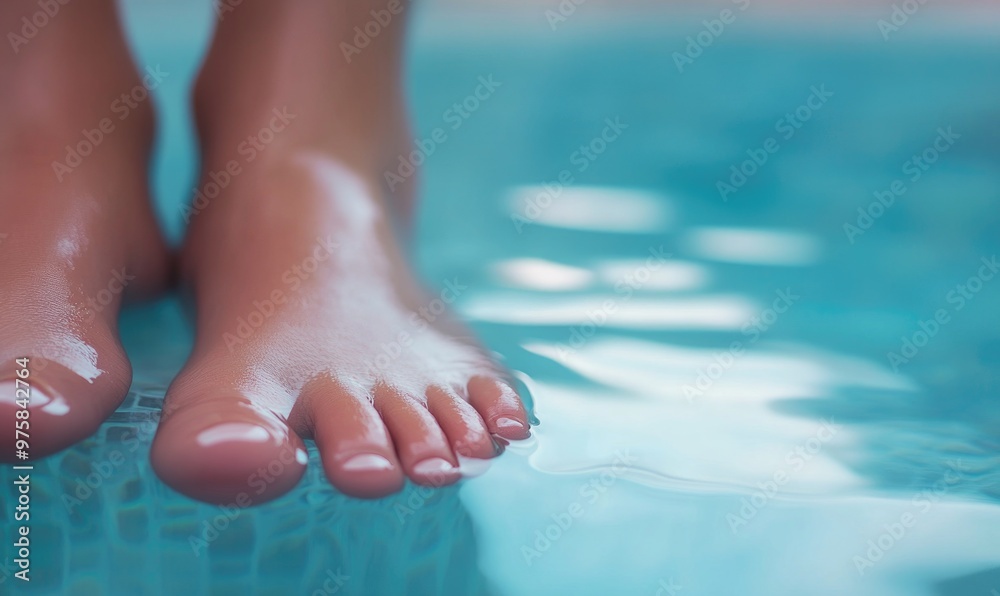 Close-up shot of feet, pastel backdrop, spa atmosphere Close-up shot of feet, pastel backdrop, spa atmosphere