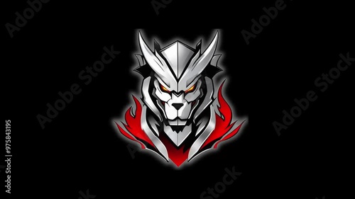 Fierce Silver Mascot Logo with Dynamic Burn Effect Animation