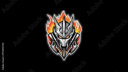 Fierce Silver Mascot Logo with Dynamic Burn Effect Animation