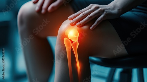 A person with a knee injury is sitting on a chair