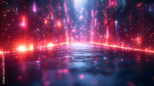 Abstract Background with Red and Blue Glowing Lights