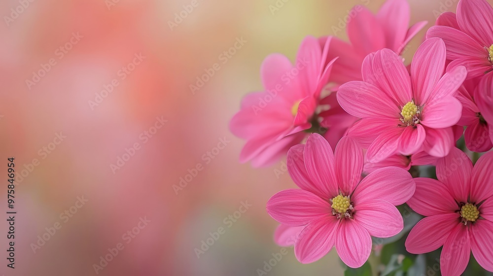 A wooden table holds two vases, each brimming with pink flowers A wooden table holds two vases, each brimming with pink flowers