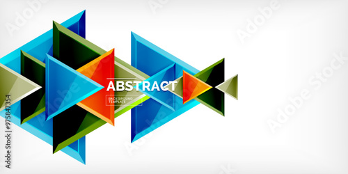 Abstract background - colorful triangles with 3d effect. Vector Illustration For Wallpaper, Banner, Background, Card, Book Illustration, landing page