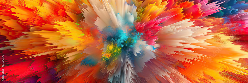 Obraz premium Vivid Vignette: A burst of vibrant colors forming an abstract pattern, ideal for creative industries such as advertising or publishing.