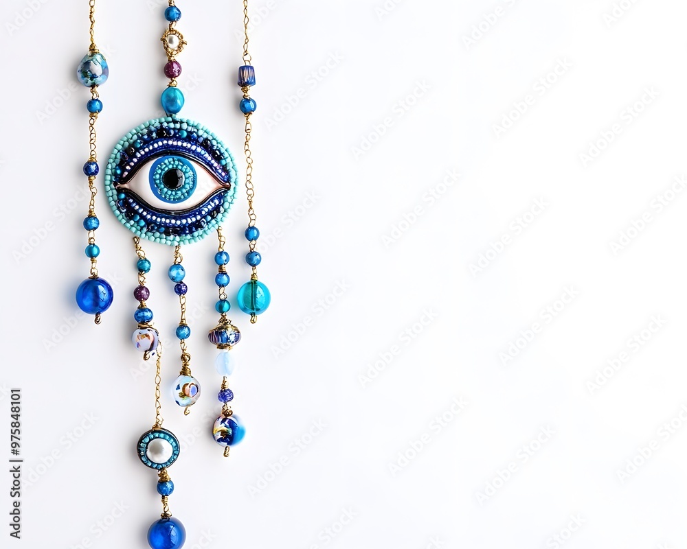 The vibrant craft of the evil eye wall hanging on a white background. The vibrant craft of the evil eye wall hanging on a white background.