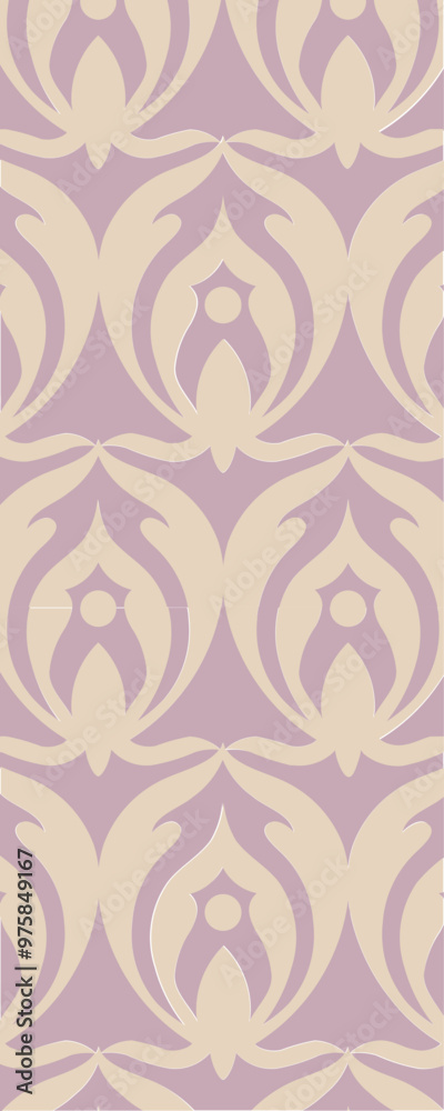 A decorative pattern featuring stylized floral motifs in soft purple and cream colors, suitable for backgrounds or textiles. A decorative pattern featuring stylized floral motifs in soft purple and cream colors, suitable for backgrounds or textiles.