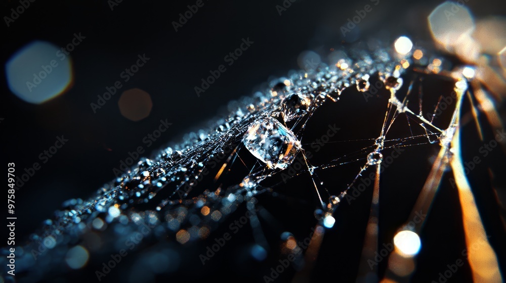 A tight shot of a water droplet clinging to a blade of grass, with a soft backdrop of out-of-focus sunlight A tight shot of a water droplet clinging to a blade of grass, with a soft backdrop of out-of-focus sunlight
