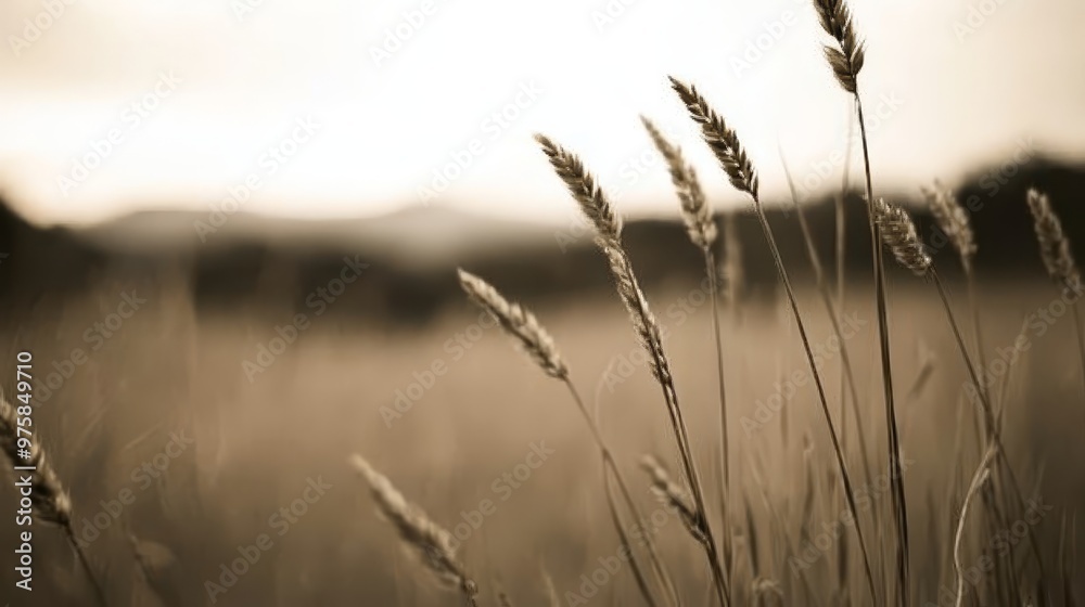 tall grass in foreground, sun in background tall grass in foreground, sun in background