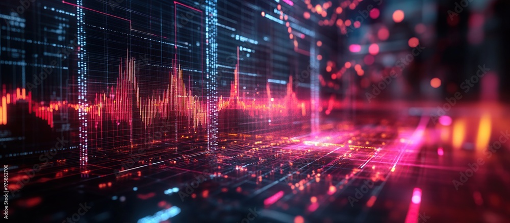 Obraz premium Abstract background Digital finance with Neon Lights. Stock Market Or Trading Graph In Futuristic Concept Suitable For Financial Investment. Generate Ai Image