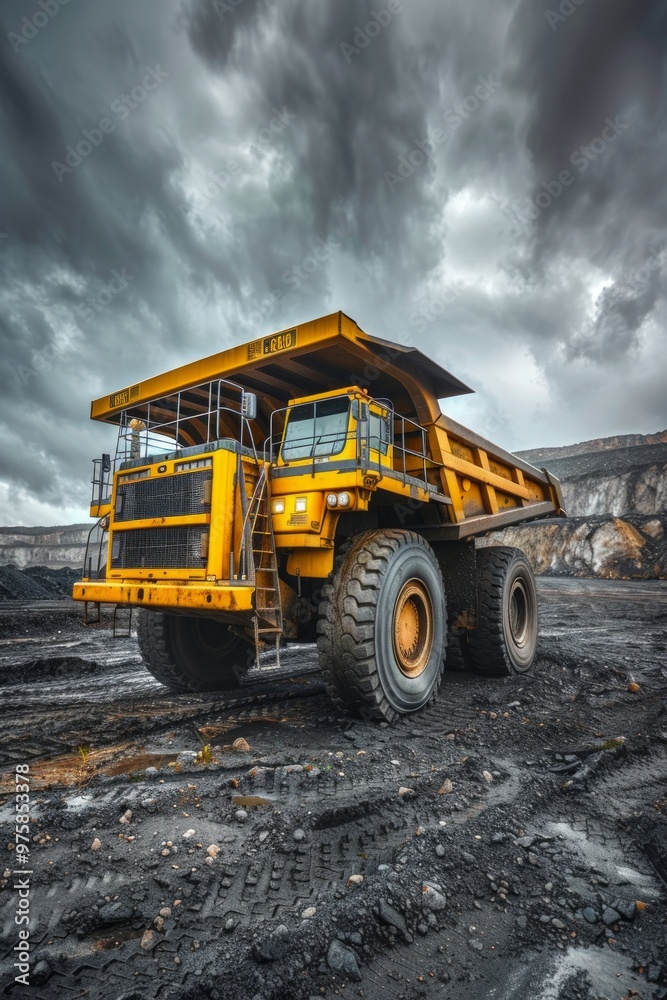 A large number of yellow mining trucks operate at an openpit mine under the sun, showcasing heavy industrial activity A large number of yellow mining trucks operate at an openpit mine under the sun, showcasing heavy industrial activity