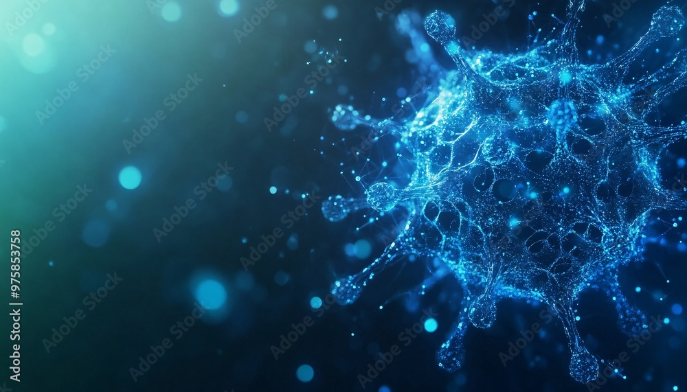 Detailed visualization of a virus structure integrated with advanced nano technology, showcasing innovative applications in bioengineering and virology. Detailed visualization of a virus structure integrated with advanced nano technology, showcasing innovative applications in bioengineering and virology.