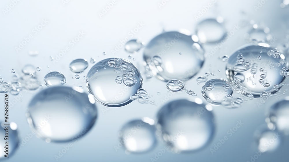A high-resolution close-up of air bubbles gradually expanding and rising within a transparent medium A high-resolution close-up of air bubbles gradually expanding and rising within a transparent medium