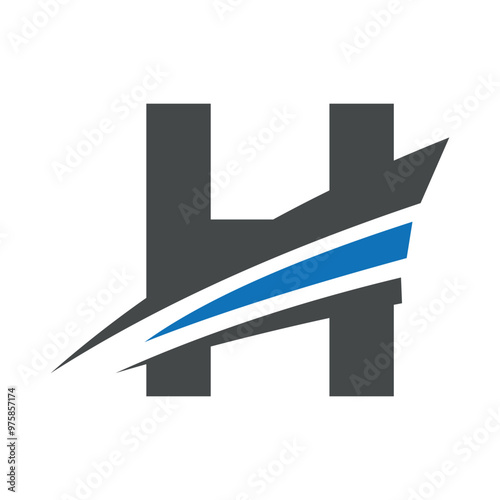 Initial Speed boat Logo combine with letter H vector template