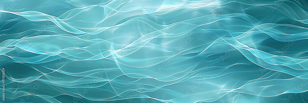 Fototapeta premium Aquatic Aquamarine: An aquamarine-hued abstract background with wavy lines and shapes, evoking a sense of calmness and serenity.