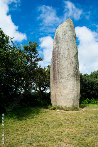 Stone circle on the meadow in Morbihan, Brittany, France