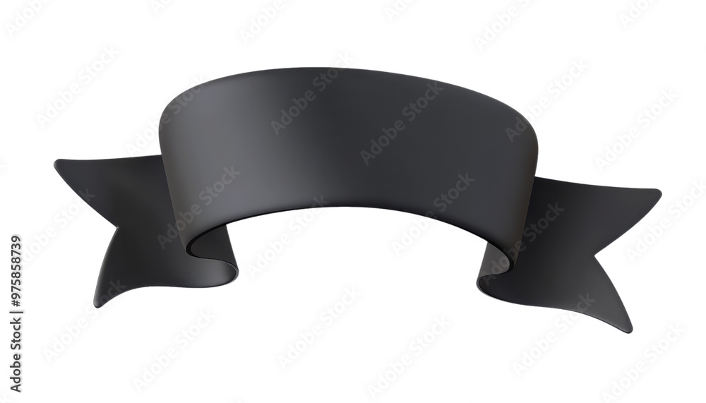black banner ribbon 3d render icon isolated on transparent background cutout black banner ribbon 3d render icon isolated on transparent background cutout