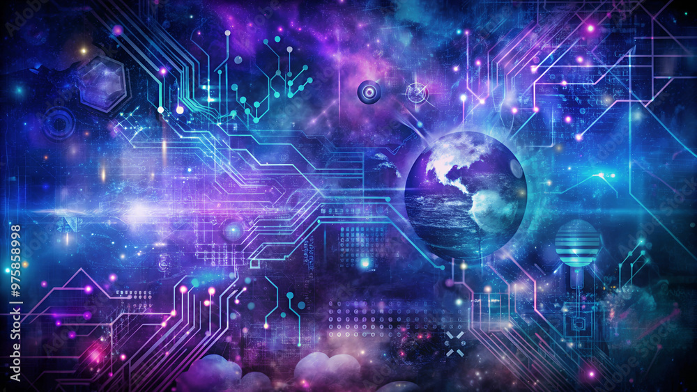 Obraz premium dark blue technology background