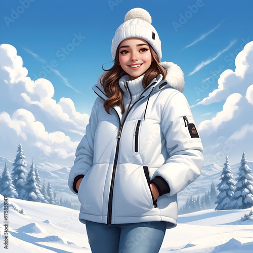 happy girl in winter