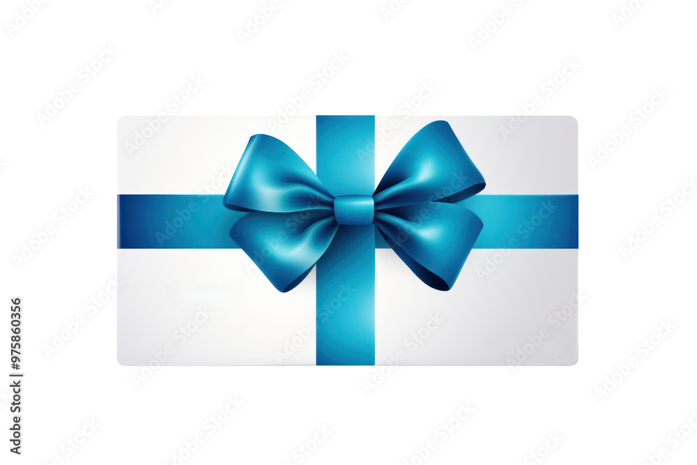 A playful voucher design with a vibrant blue bow tied in the center, perfect for birthday or celebration themes isolated on white background A playful voucher design with a vibrant blue bow tied in the center, perfect for birthday or celebration themes isolated on white background