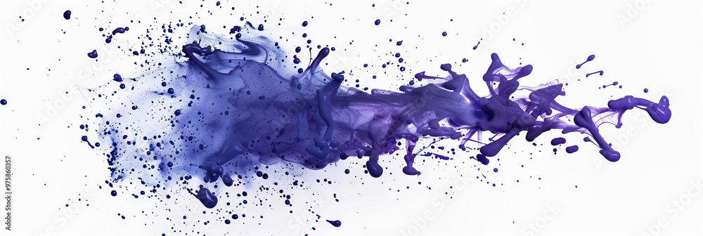 Indigo Ink Splatter: An artistic splatter of indigo ink on a white background, evoking a sense of creativity and dynamism.