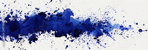 Indigo Ink Splatter: An artistic splatter of indigo ink on a white background, evoking a sense of creativity and dynamism.