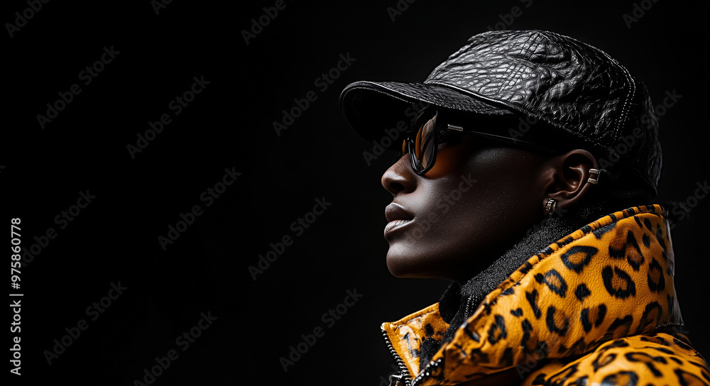 African Man in Sunglasses and Leopard Scarf – Stylish Fashion Portrait with High Contrast Lighting African Man in Sunglasses and Leopard Scarf – Stylish Fashion Portrait with High Contrast Lighting