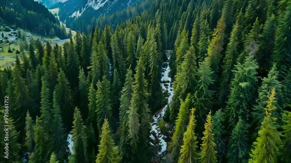 aerial view of an alpine forest