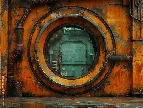 Rusty Industrial Door with Circular Window