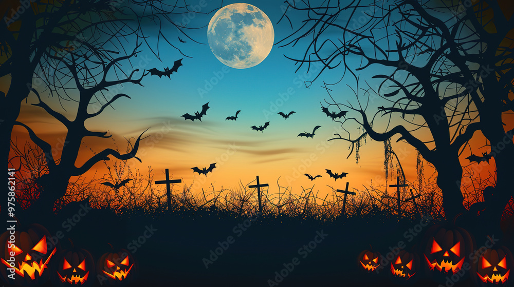 Halloween Illustration. Halloween background. Scary pumpkin for halloween background Halloween Illustration. Halloween background. Scary pumpkin for halloween background