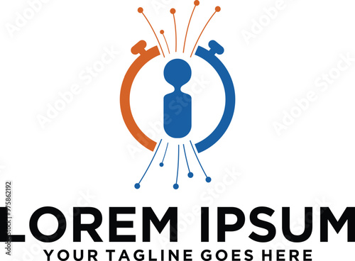Technology and stopwatch logo design