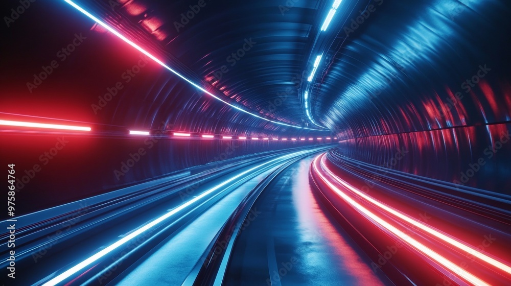 Obraz premium Neon Tunnel Road.
