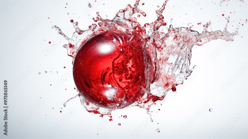 Illustration of egg yolk falling into water and splashing magically