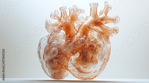 Create a 3D representation of the fetal heart, showing the development of its four chambers photo