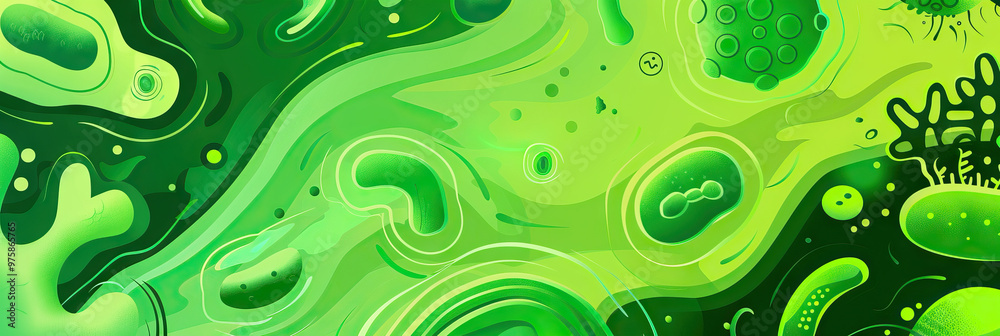 Bright Green Medical Abstract: A lively green-colored medical abstract background showcasing various organic shapes and patterns, conveying a sense of vitality and growth.