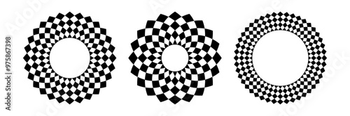 Set of Decorative Circle Design Elements. Radial Geometric Patterns.