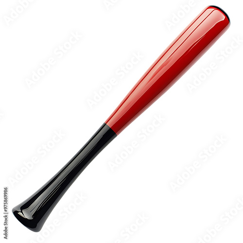 Red and Black Baseball Bat, Sleek Sports Equipment, Shiny Metal Finish, Classic Bat Design, Ideal for Sports Use, Professional Baseball Gear