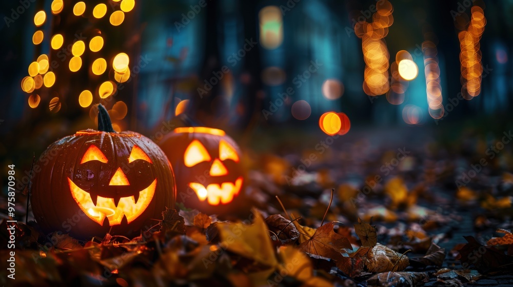 Black Friday Sale, Spooky JackOLantern Glow in Autumn Leaves Black Friday Sale, Spooky JackOLantern Glow in Autumn Leaves