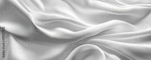 Elegant white silk fabric draped gracefully, showcasing smooth curves and subtle textures, perfect for backgrounds and designs.